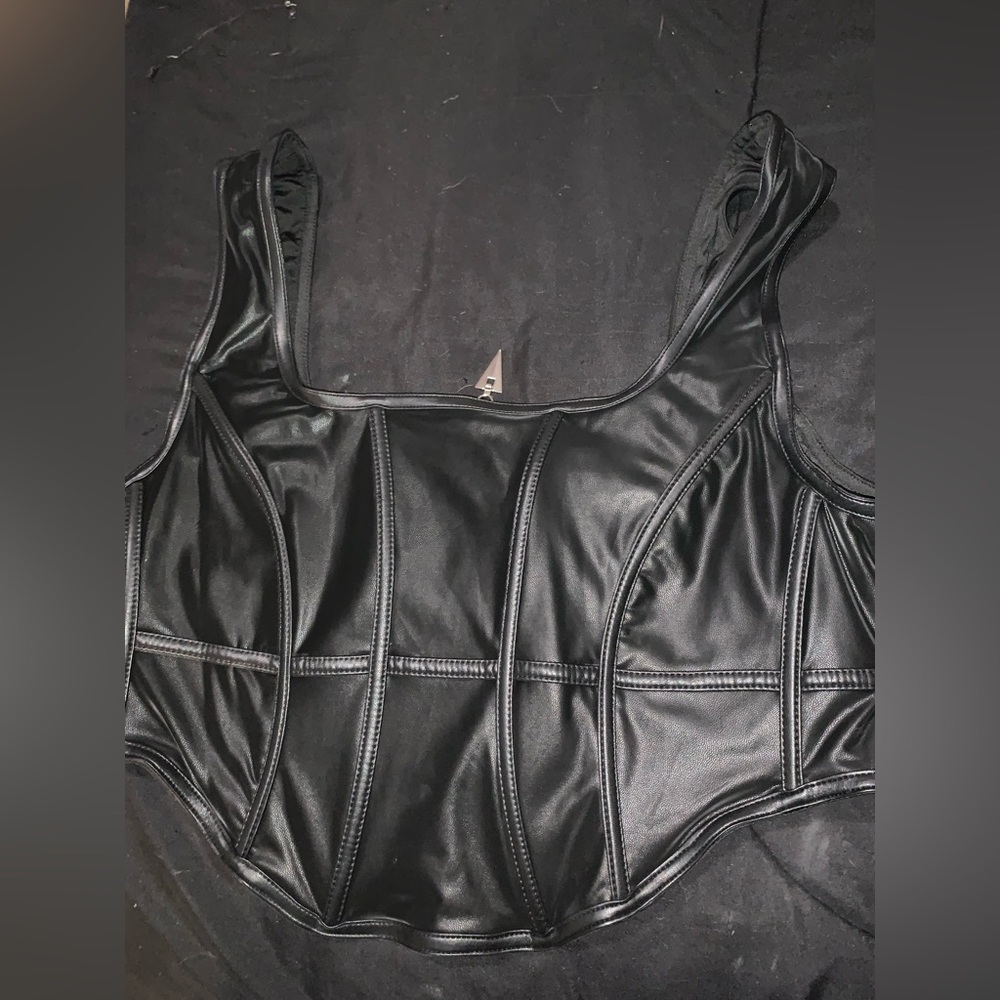 Disturbia Black Faux Leather corset top